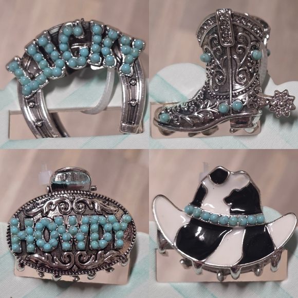 Sunday State Accessories - 🇬🇪🔹️NWT Turquoise & Silver Tone Western Metal Small Hair Clip Set